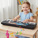 49-Key Kids Keyboard with Microphone – Dark Black