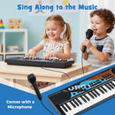 49-Key Kids Keyboard with Microphone – Dark Black