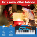 49-Key Kids Keyboard with Microphone – Dark Black