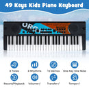 49-Key Kids Keyboard with Microphone – Dark Black