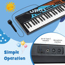 49-Key Kids Keyboard with Microphone – Dark Black