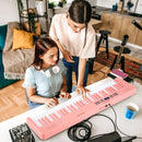 61-Key Folding Digital Piano with MIDI and Carrying Bag – Pink