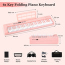 61-Key Folding Digital Piano with MIDI and Carrying Bag – Pink