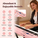 61-Key Folding Digital Piano with MIDI and Carrying Bag – Pink
