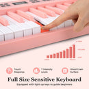 61-Key Folding Digital Piano with MIDI and Carrying Bag – Pink