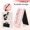 61-Key Folding Digital Piano with MIDI and Carrying Bag – Pink