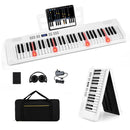 61-Key Folding Digital Piano with MIDI and Carrying Bag – White