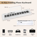 61-Key Folding Digital Piano with MIDI and Carrying Bag – White