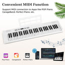 61-Key Folding Digital Piano with MIDI and Carrying Bag – White