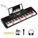 61-Key Light-Up Keyboard with Headphones and Microphone – Black