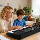 61-Key Light-Up Keyboard with Headphones and Microphone – Black