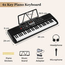 61-Key Light-Up Keyboard with Headphones and Microphone – Black