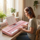 61-Key Light-Up Keyboard with Headphones and Microphone – Pink