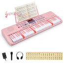 61-Key Light-Up Keyboard with Headphones and Microphone – Pink