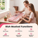61-Key Light-Up Keyboard with Headphones and Microphone – Pink