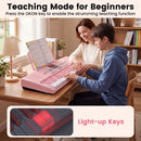 61-Key Light-Up Keyboard with Headphones and Microphone – Pink