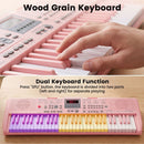 61-Key Light-Up Keyboard with Headphones and Microphone – Pink