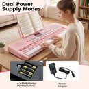 61-Key Light-Up Keyboard with Headphones and Microphone – Pink