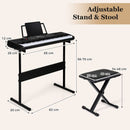 61-Key Light-Up Keyboard with Adjustable Stand and Stool – Black
