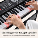 61-Key Light-Up Keyboard with Adjustable Stand and Stool – Black