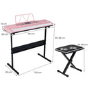 61-Key Light-Up Keyboard with Adjustable Stand and Stool – Pink