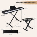 88-Key Digital Piano with Stand Stool and Carrying Bag – Black