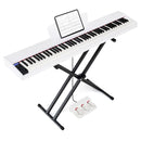 88-Key Semi-Weighted Digital Piano with Stand and Pedals – Black & White