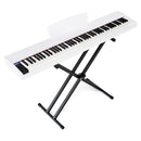 88-Key Semi-Weighted Digital Piano with Stand and Pedals – Black & White