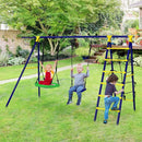 5-in-1 Swing Set with Climbing Net and Basketball Hoop – Multicolour