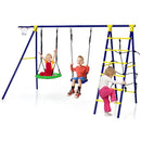 5-in-1 Swing Set with Climbing Net and Basketball Hoop – Multicolour