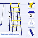 5-in-1 Swing Set with Climbing Net and Basketball Hoop – Multicolour
