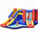 Inflatable Bounce Castle with Long Slide and Pool Area without Blower – Multicolour
