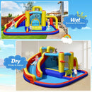 Inflatable Bounce Castle with Curved Water Slide – Multicolour / With 680W blower