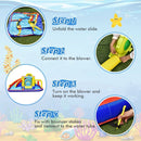 Inflatable Bounce Castle with Curved Water Slide – Multicolour / With 680W blower