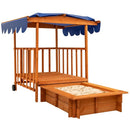 Kids Wooden Playhouse with Slide-In Sandpit – Natural