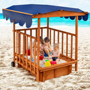 Kids Wooden Playhouse with Slide-In Sandpit – Natural