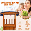 Kids Wooden Playhouse with Slide-In Sandpit – Natural