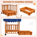 Kids Wooden Playhouse with Slide-In Sandpit – Natural