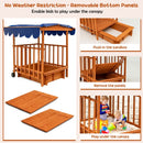 Kids Wooden Playhouse with Slide-In Sandpit – Natural