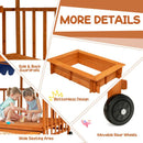 Kids Wooden Playhouse with Slide-In Sandpit – Natural