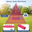 Metal A-Frame Swing Stand with Ground Stakes – Red
