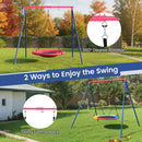 Metal A-Frame Swing Stand with Ground Stakes – Red