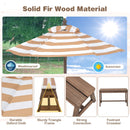 Kids table and bench set with removable umbrella, solid fir wood frame, and cushions for outdoor and indoor play.
