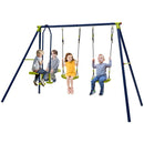 Garden Swing Set with Two Belt Swings and Glider – Blue & Green