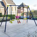Garden Swing Set with Two Belt Swings and Glider – Blue & Green