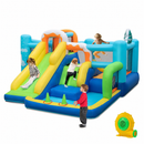 Winter-Themed Inflatable Bounce Castle with Slide and Ball Games – Multicolour / With 680W blower