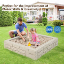 Kids Square Sandpit with Cover and Liner – White