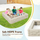 Kids Square Sandpit with Cover and Liner – White