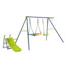 4-in-1 Metal Swing Set with Slide and Basketball Hoop – Multicolour