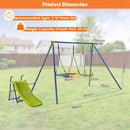 4-in-1 Metal Swing Set with Slide and Basketball Hoop – Multicolour
